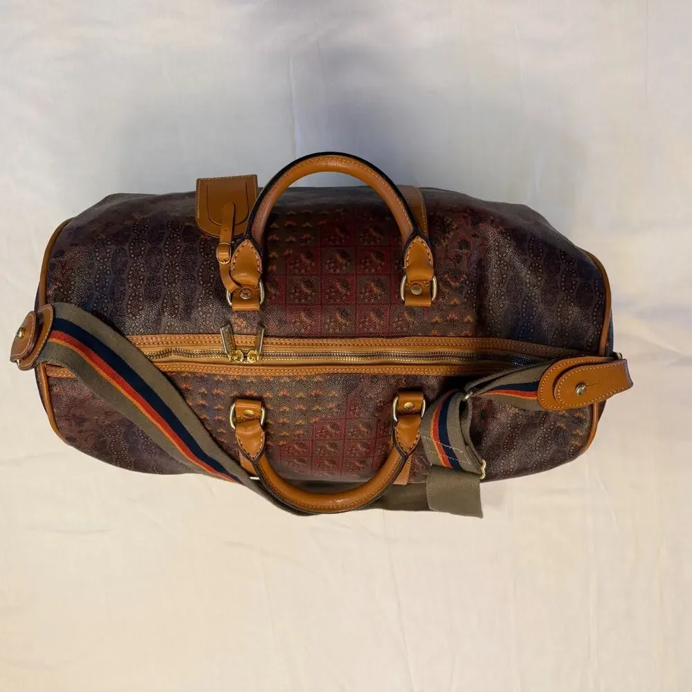 Vintage ESCADA Made In Italy Coated Canvas Leather Duffel Travel Bag 20